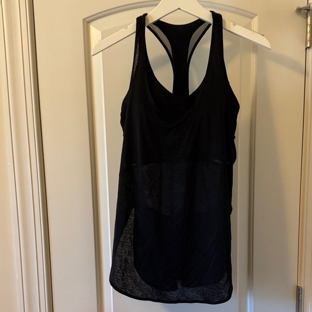 Lululemon Athletica Black Mesh Racerback Tank Top with bra
